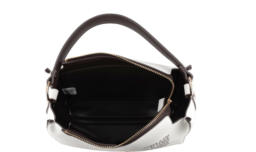 Le Pandorine Pochette Fede con manico e stampa lettering colore panna PS2625B59