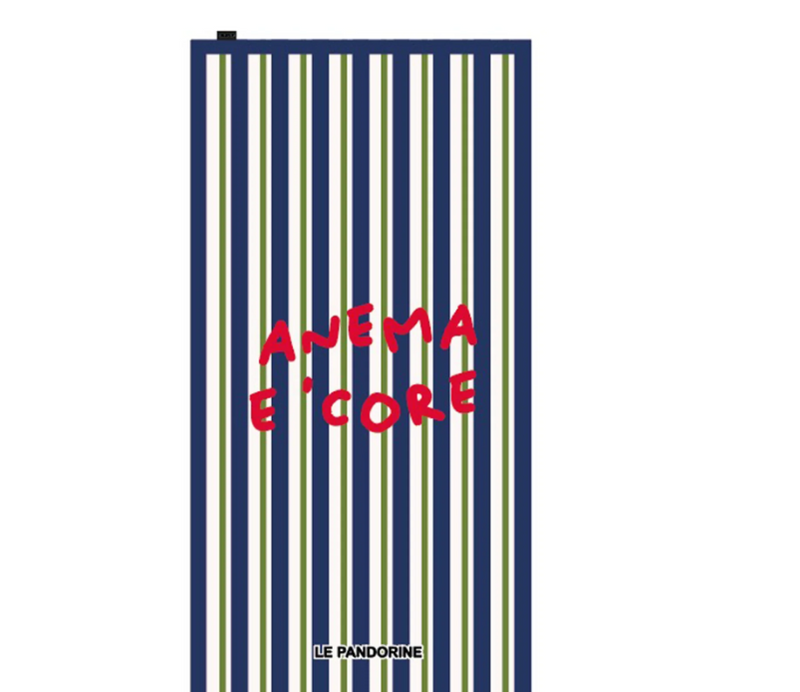 Le Pandorine Telo mare con scritta colore blu PS2635F06