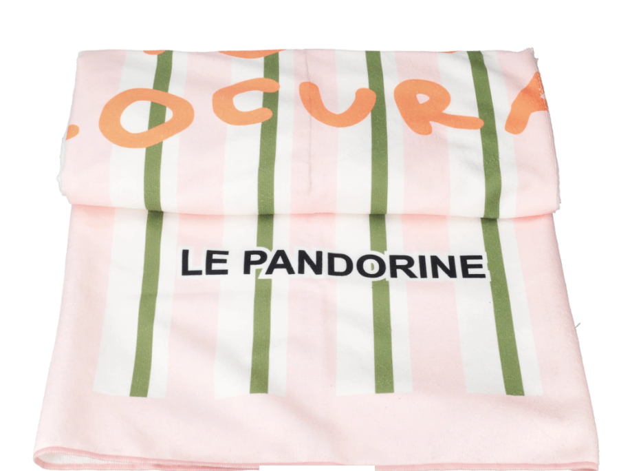 Le Pandorine Telo mare con scritta colore rosa PS2635F06