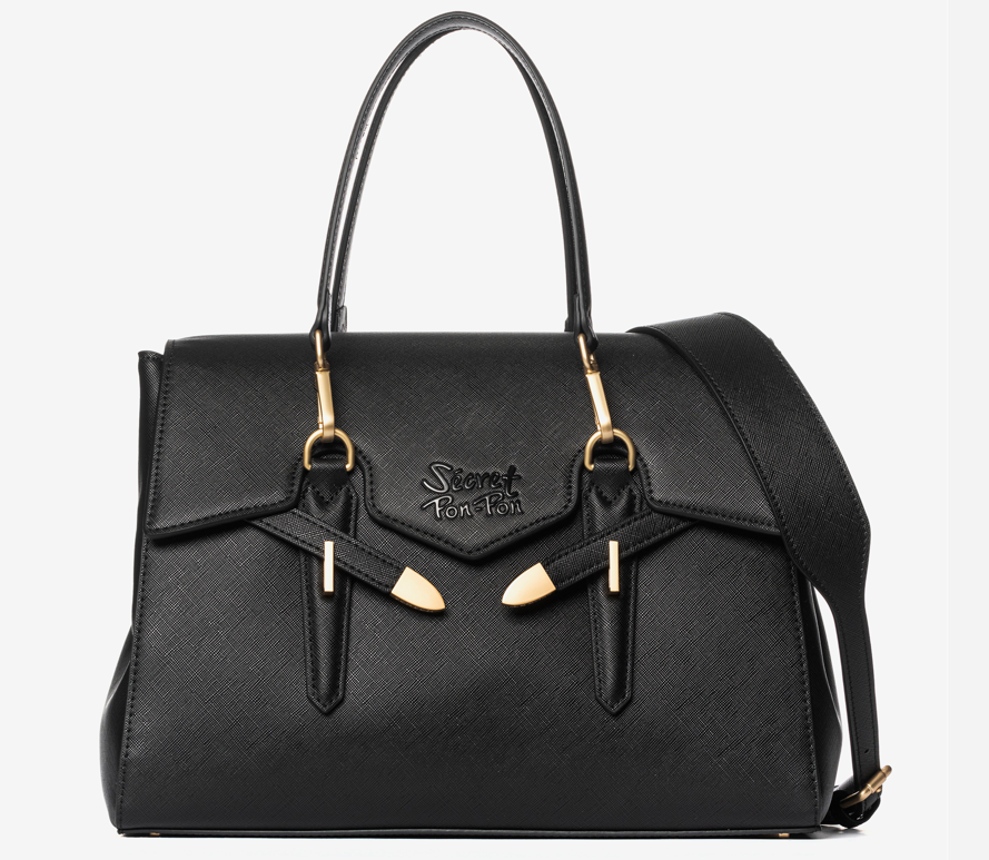Secret Pon Pon Borsa a mano/Tracolla Yalis Grain Medium Black