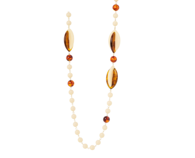 Sodini Bijoux Collana lunga boule e foglie Vieste - Avorio e ambra 852286