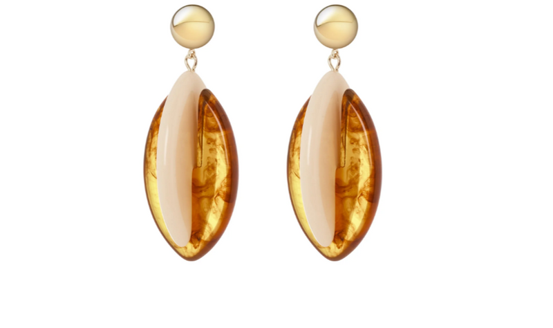 Sodini Bijoux Orecchini a due foglie Vieste - Avorio e ambra 852300