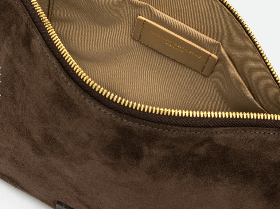 Gianni Chiarini Firenze Borsa a Mano Nora Pouch Moka + Tracolla 8057145825748