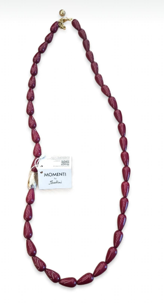 Sodini Collana Grande a Gocce Bordeaux con Pepita Oro 832406T