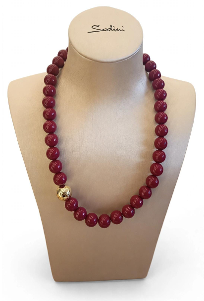 Sodini Collana a Sfere Bordeaux con Sfera Oro 832410T