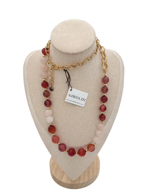 Airoldi Collana Lunga con Perle Rosa CM1162