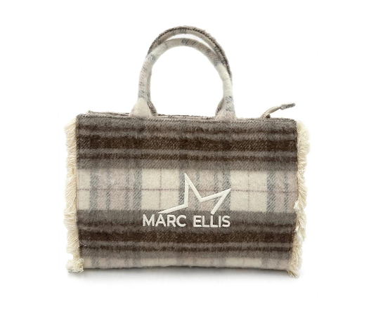 Marc Ellis Borsa a Mano + Tracolla Daark Beige Buby Plaid L