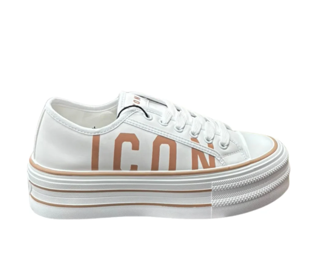 Icon Scarpa Bianca con scritta Oro