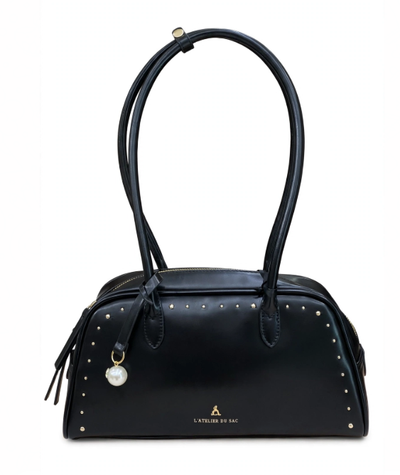 L'Atelier Du Sac Borsa a Spalla Nera e Oro 20586