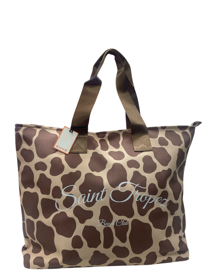 Kuvè Borsa Mare Grande Marrone Leopard