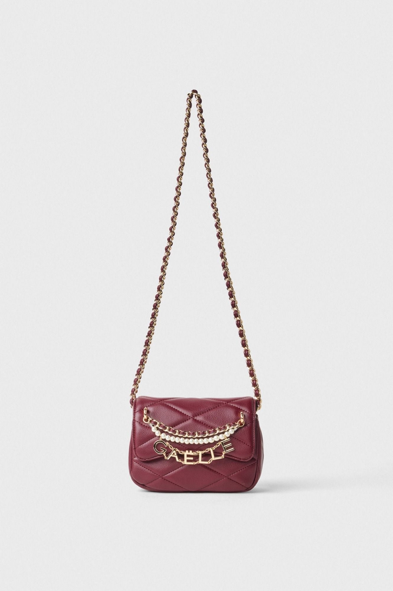 Gaelle borsa a tracolla con perle e charms bordeaux