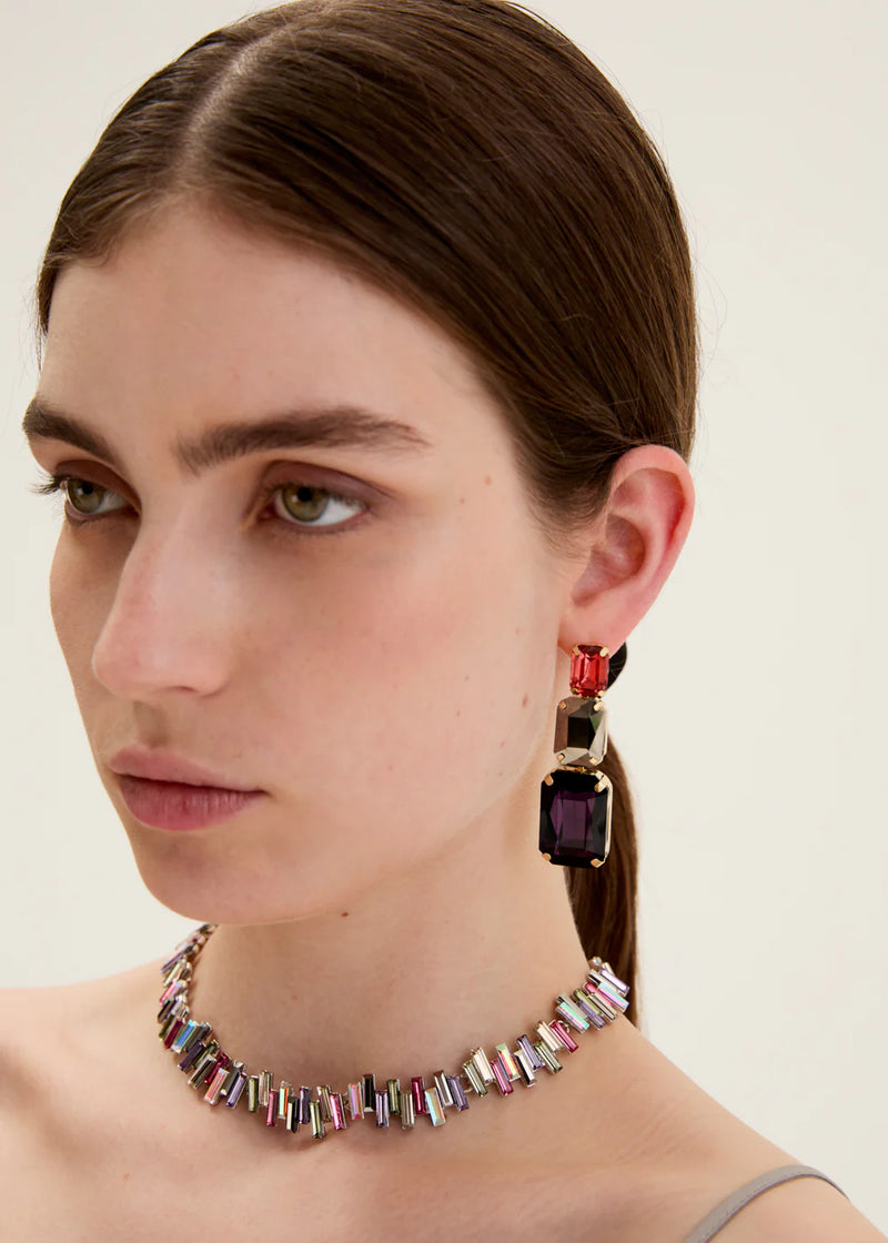 Nali' Orecchini Lia Con Pietre Maxi Rosso/Viola