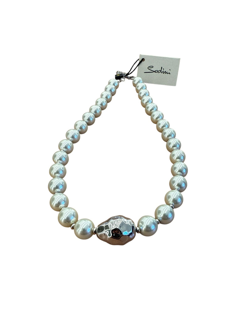 Sodini Collana di Perle con Dettaglio Argento