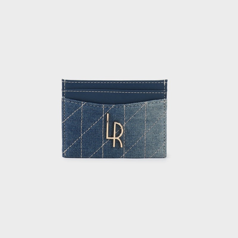 Label Rose Portacarte DENIM CARD WALLET - BLUE