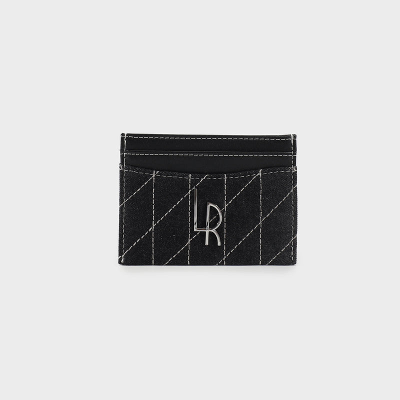 Label Rose Portacarte DENIM CARD WALLET - BLACK
