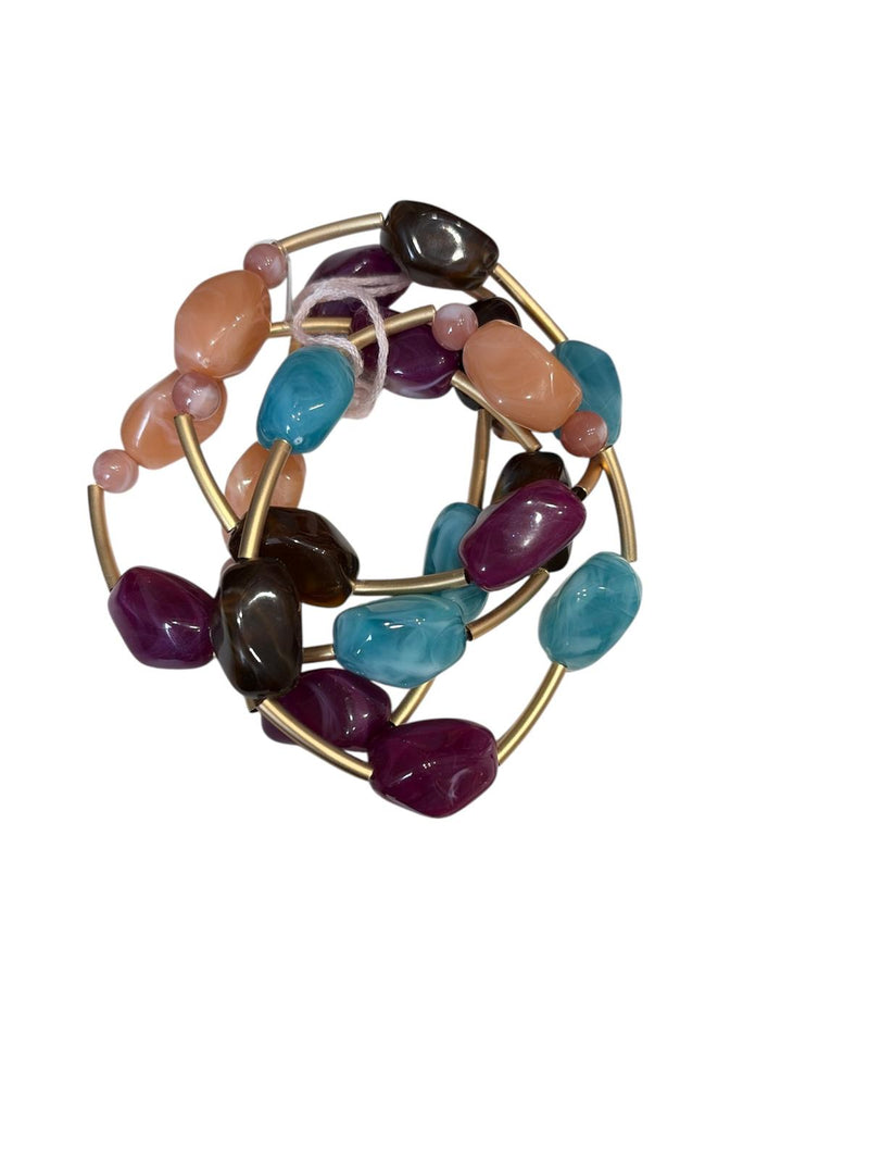 Mya Accessories Bracciale con pietre in acrilico multicolore viola/turchese