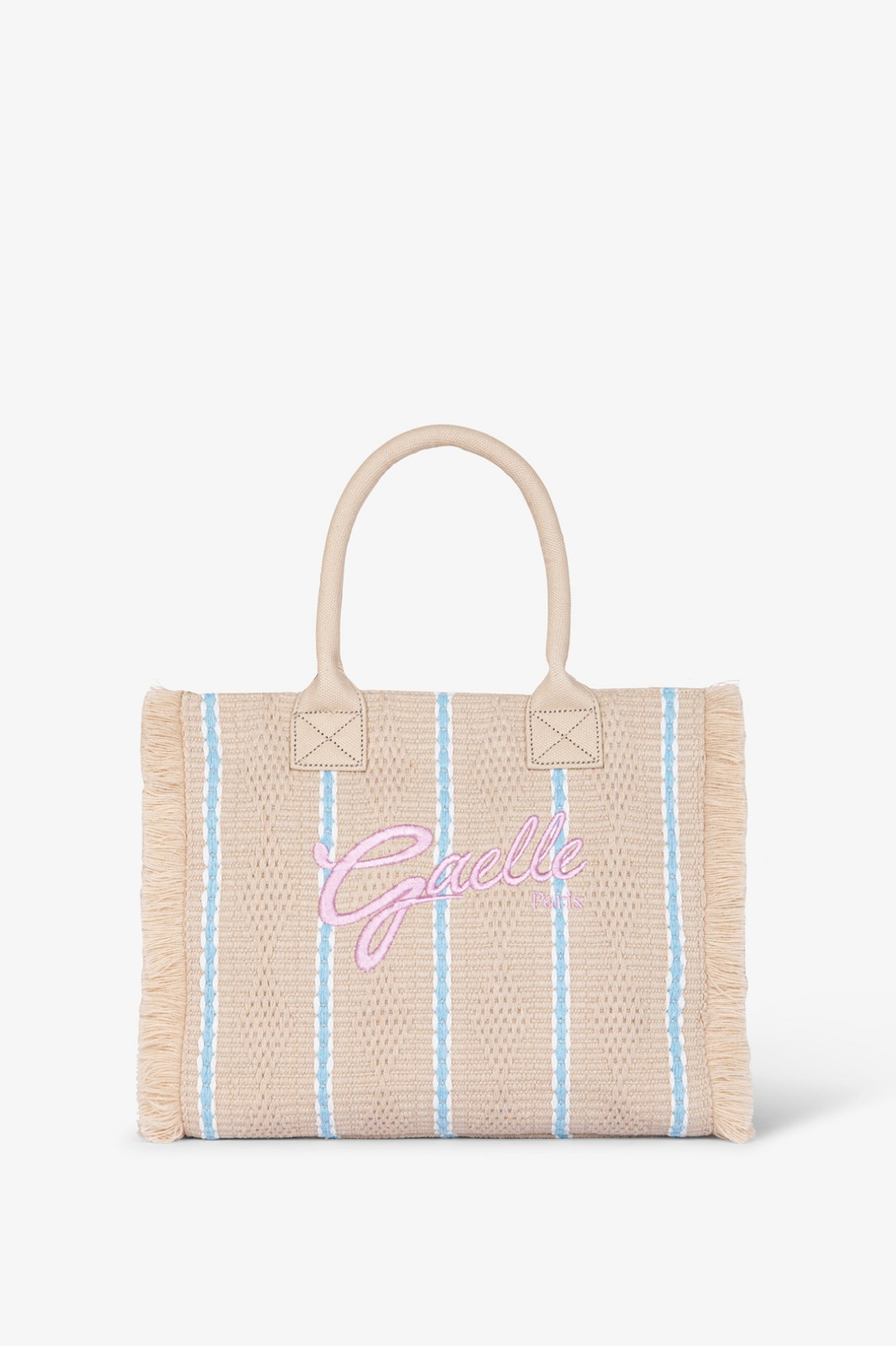 Gaelle Maxi Shopper Ricamo Firma Beige/ Celeste GAACW03186
