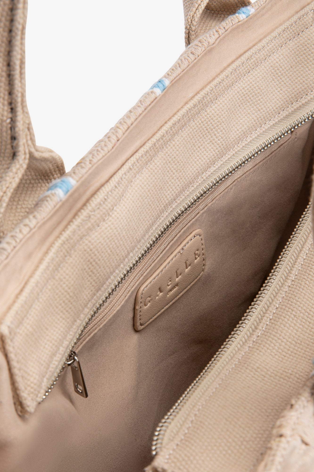 Gaelle Maxi Shopper Ricamo Firma Beige/ Celeste GAACW03186