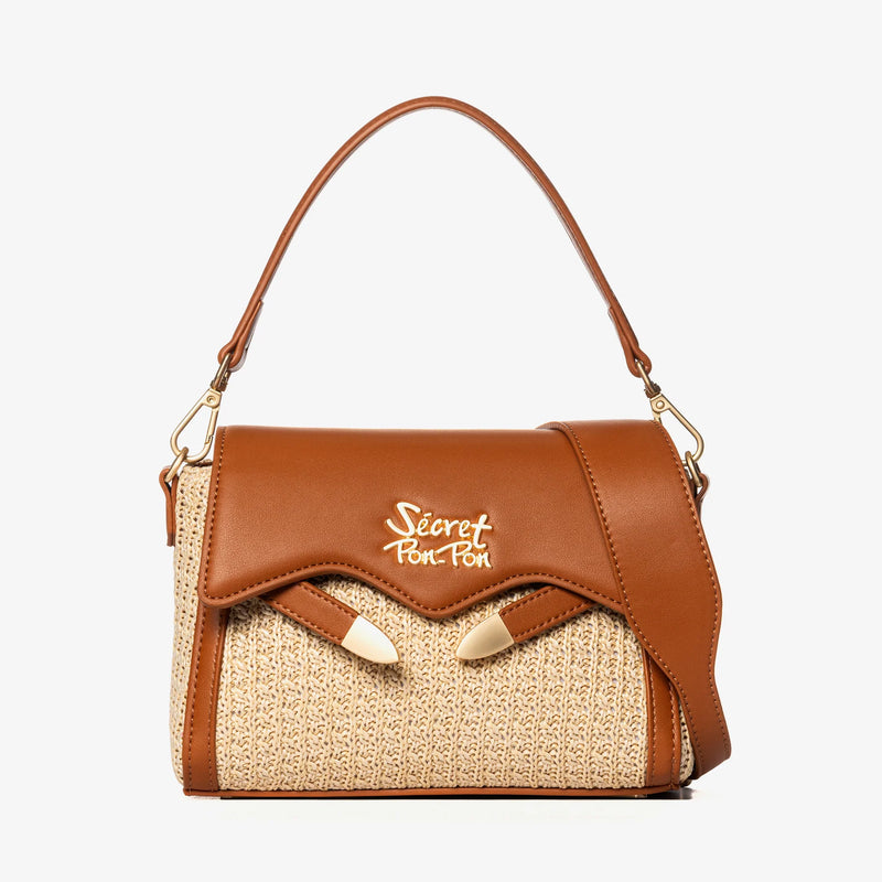 Secret Pon Pon Borsa a Mano Quia Raffia Cuoio