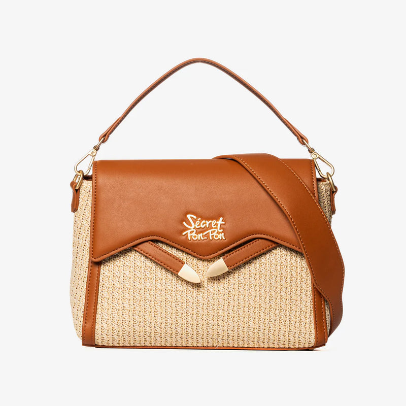 Secret Pon Pon Borsa a Mano Quia Raffia Cuoio