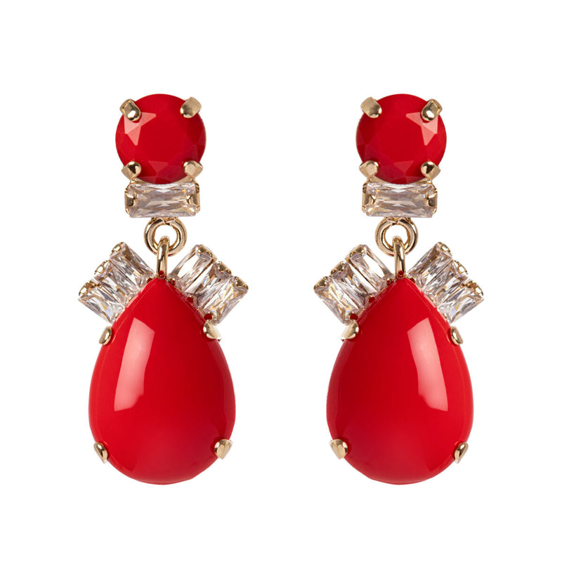 Sodini Bijoux Orecchini Con Pendente A Goccia Faville Rosso