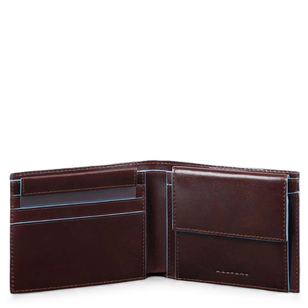 Piquadro Portafoglio uomo con portamonete, porta carte di credito Mogano