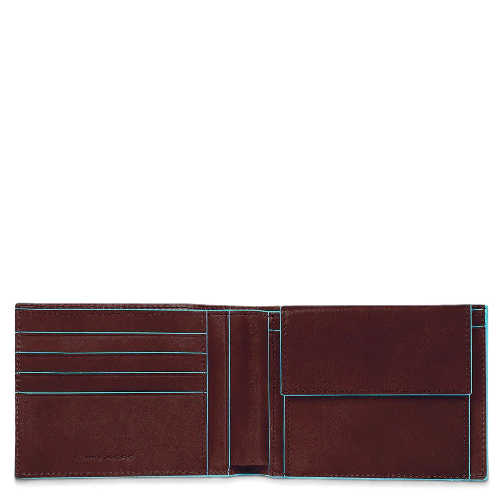 Piquadro Portafoglio uomo con portamonete in pelle Mogano