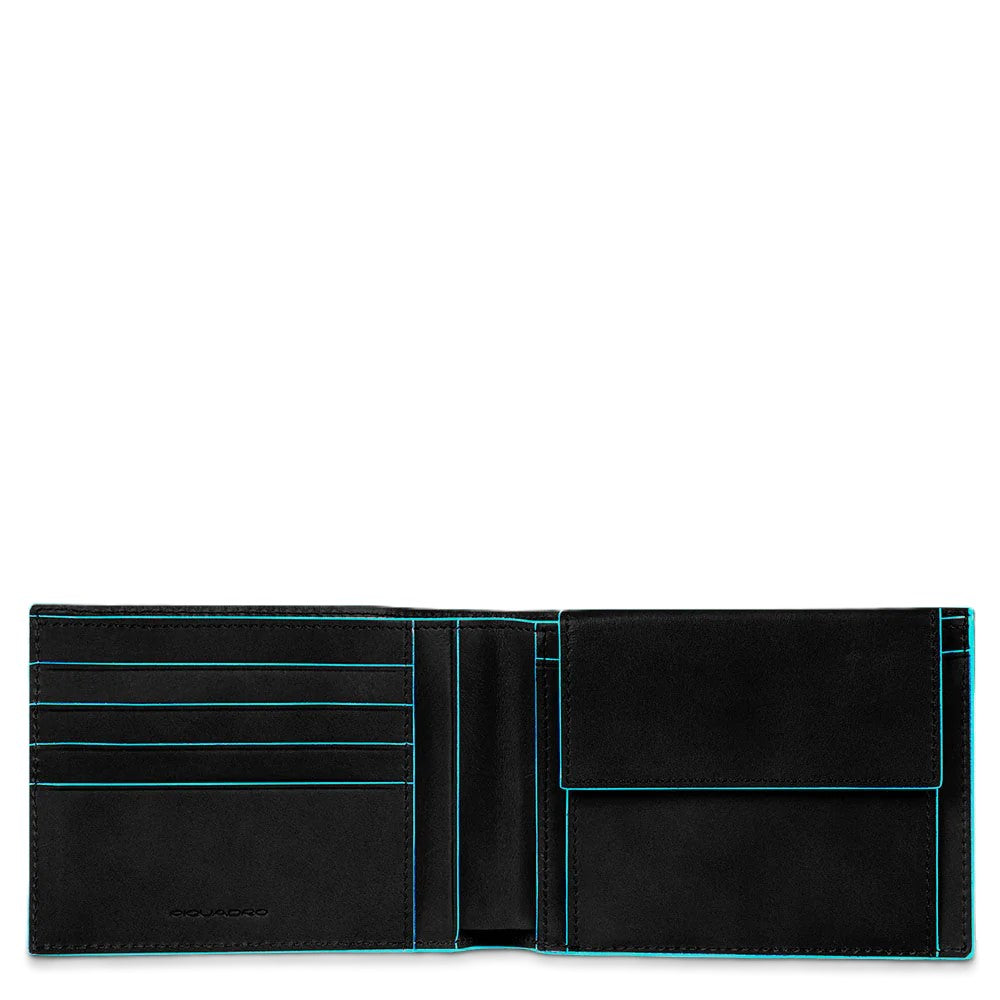 Piquadro Portafoglio uomo con portamonete in pelle Nero