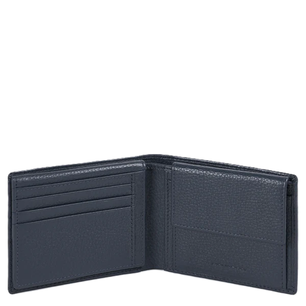 Piquadro Portafoglio uomo in pelle con flap portadocumenti Blu