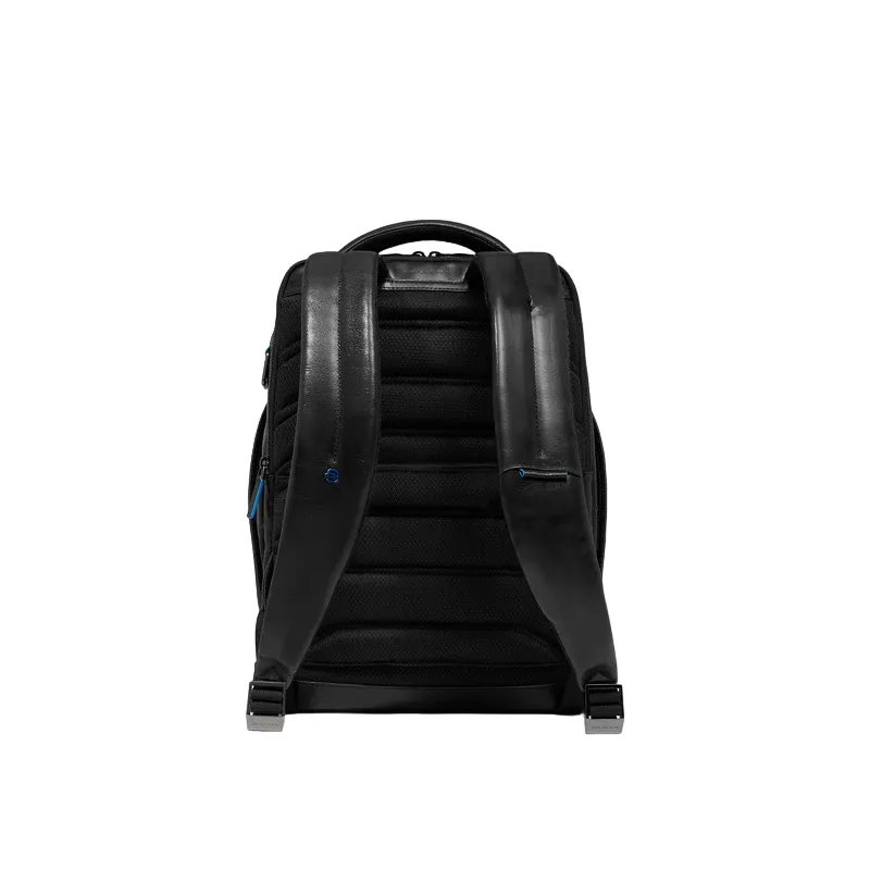 Piquadro Zaino in pelle da viaggio porta pc da 14 Piquadro Blue Square, nero