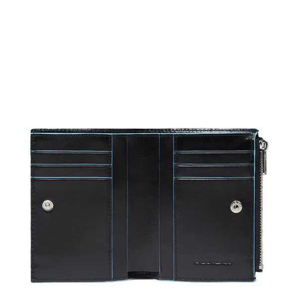 Portafoglio uomo verticale in pelle con porta monete laterale Piquadro Nero