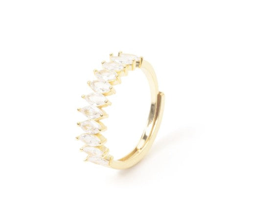 Sodini Bijoux Anello con linea di zirconi navette Ishtar - Oro e bianco 912761