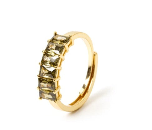 Sodini Bijoux Anello con linea di zirconi baguette Ishtar - Oro e bianco 912760