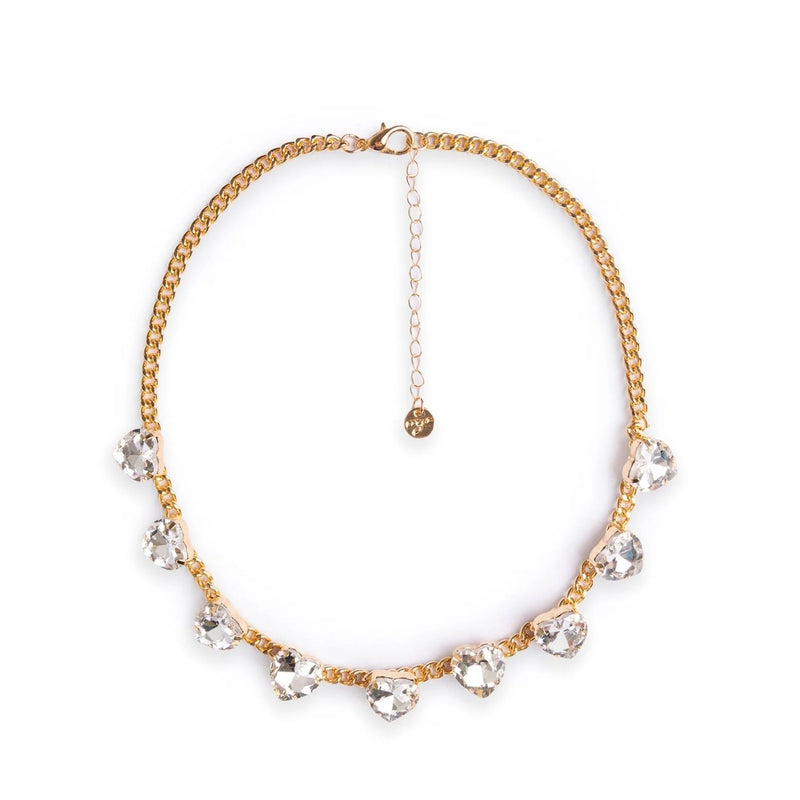 Mya Accessories Collana girocollo a catena con pietre a forma di cuore in vetro crystal F16031