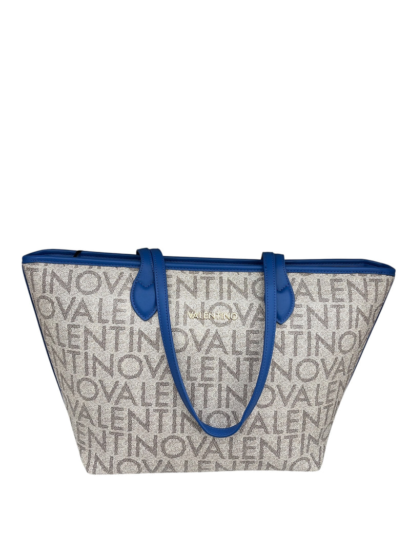 Mario Valentino Borsa A Spalle Logo Beige/Blu VBSA1F02
