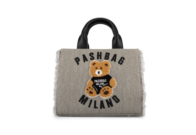 Pashbag Borsa a Mano Orsetto Denim grigia