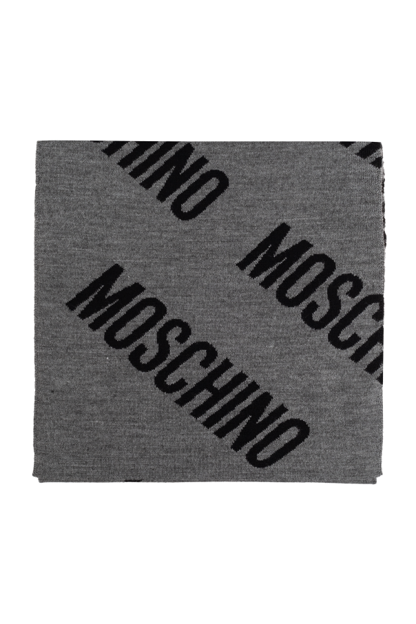 Sciarpa In Lana Grigia Logata Nera