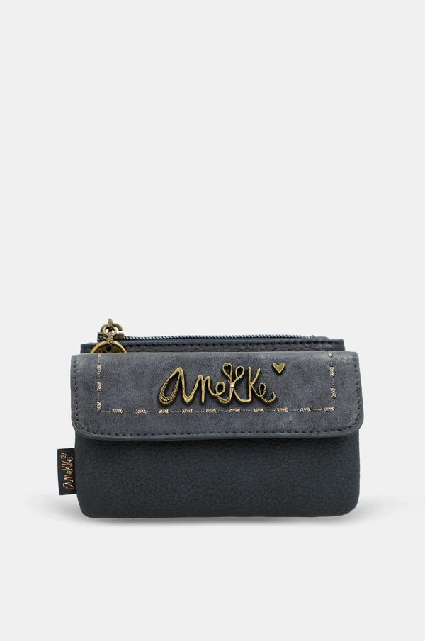 Anekke Portamonete Con Patta Blu