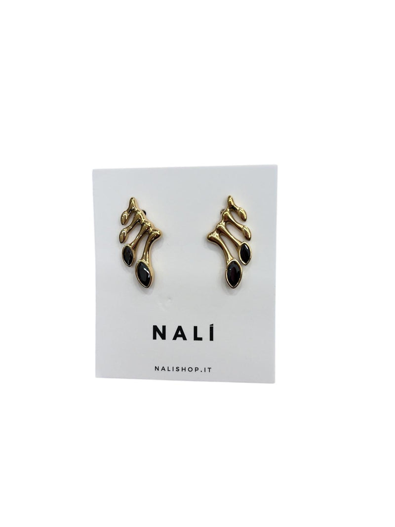 Nali' Orecchini Drops Con Pietre Nere/Oro DWOR0223