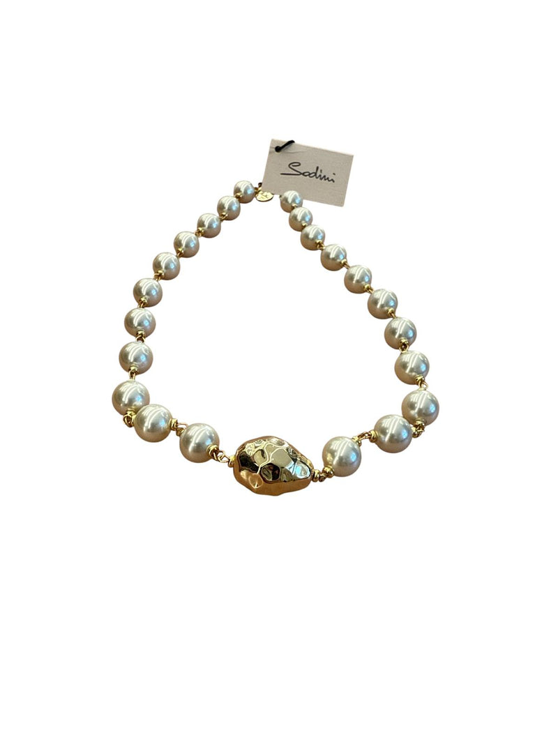 Sodini Collana di Perle con Dettaglio Oro