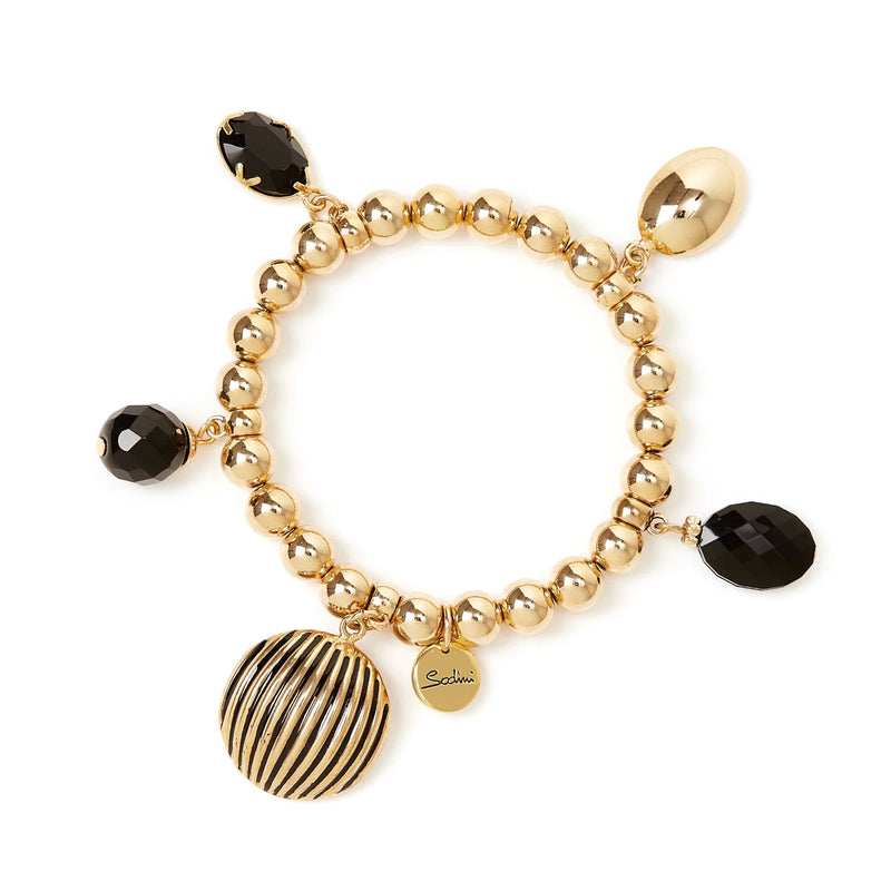 Sodini Bracciale elastico boule e pendenti Malena - Nero