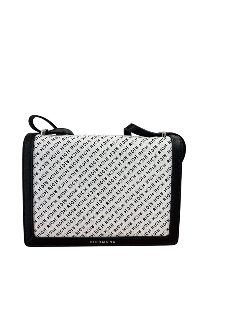 John Richmond Borsa A Spalla Logata Bianca/Nera