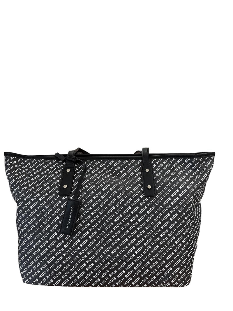 John Richmond Borsa A Spalla Logata Bianca/Nera