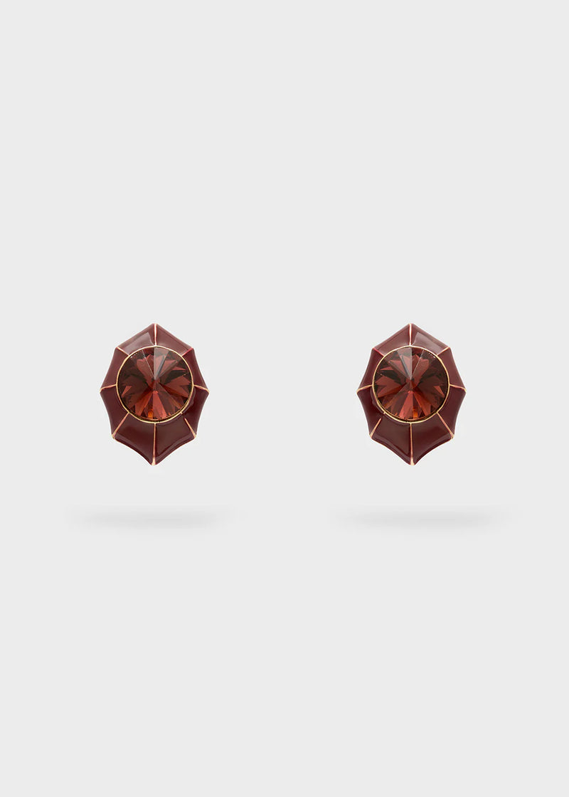 Nali' Orecchini Otto Smaltati Clip e Pietra Vino EMOR1756