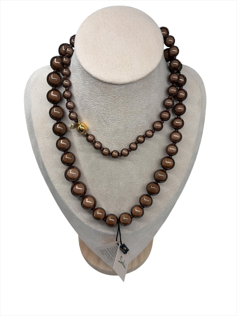 Sodini Bijoux Collana  grandi e piccole boule Marrone