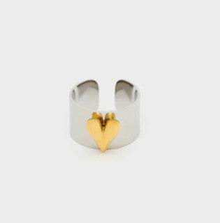 Nali' Anello Cuore A Rilievo Oro/Argento EMAN0443