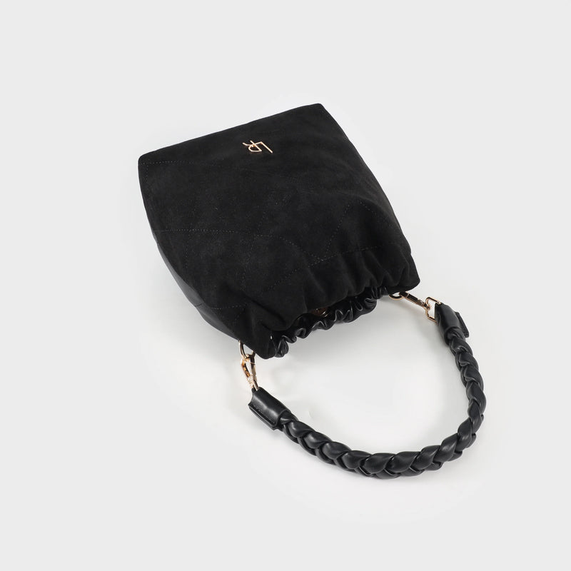 Label Rose Borsa a secchiello MATILDE SUEDE - BLACK