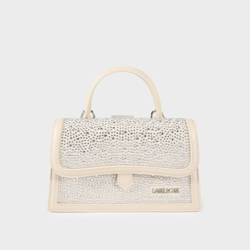 Label Rose Borsa a Mano Paige Strass Crema