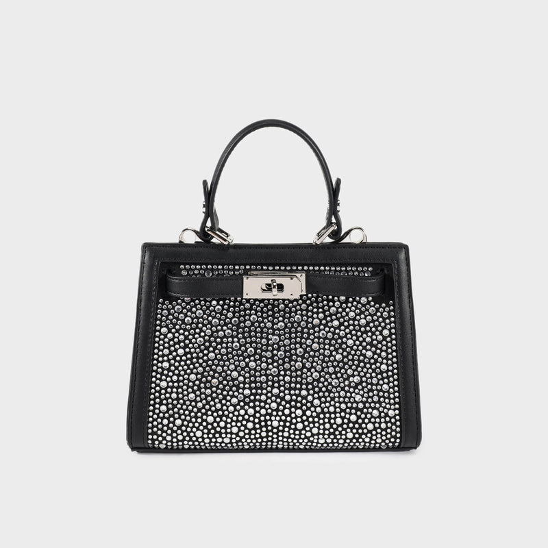Label Rose Borsa a Mano Paris Mini Strass Black/Silver