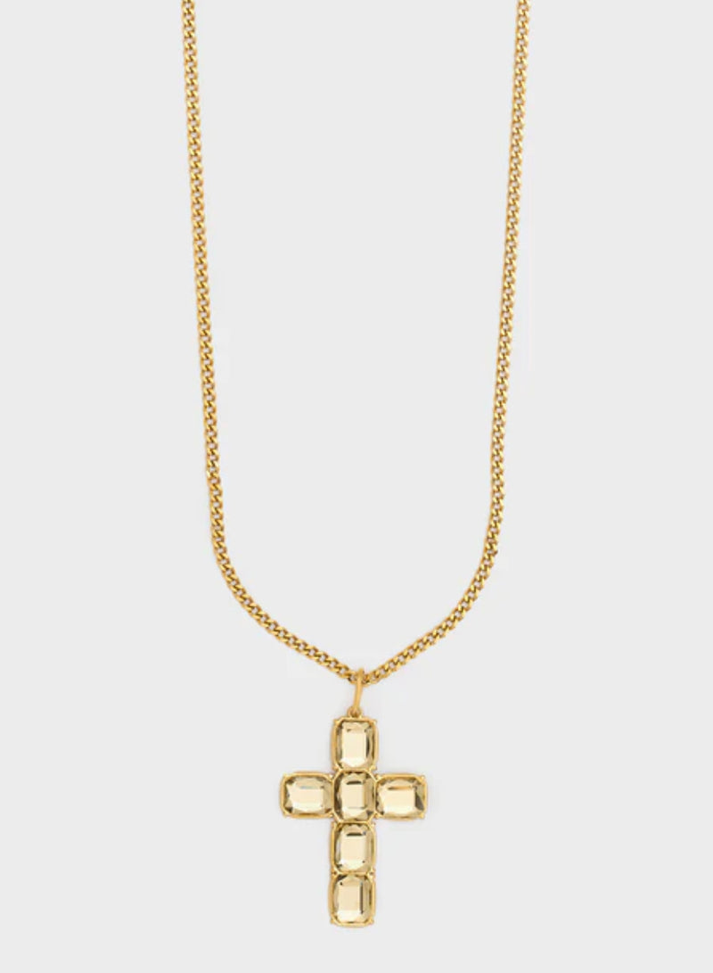 Nalí Collana Croce Con Pietre oro